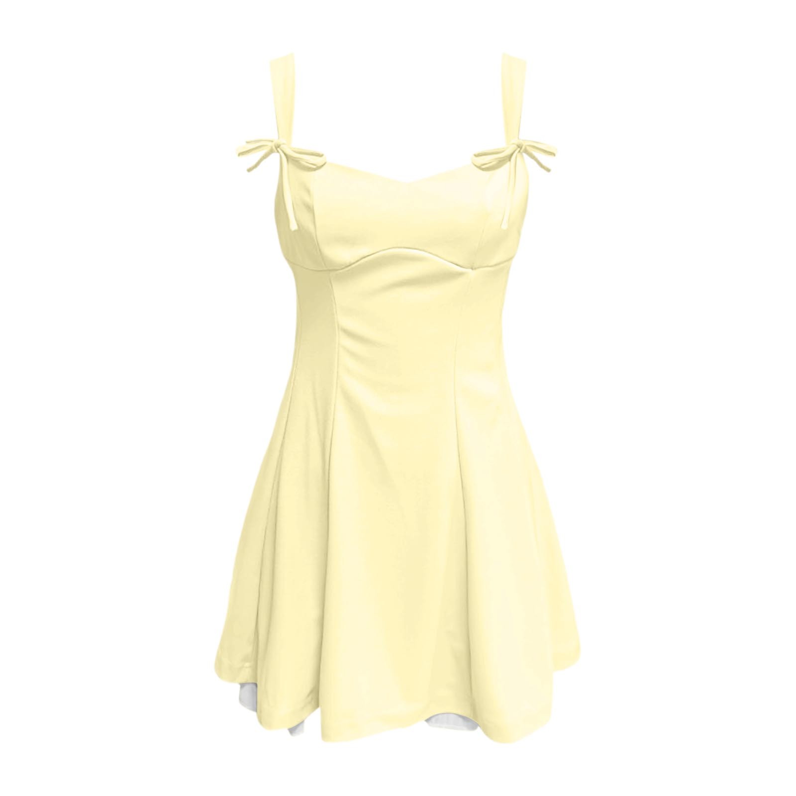 thumbnail image 4 of Mini vestido sin mangas y sin espalda con volantes en capas para mujer - Color liso, tirantes con lazo, cierre con cremallera - Adecuado para fiesta/playa - Tallas S-XL, 4 of 4